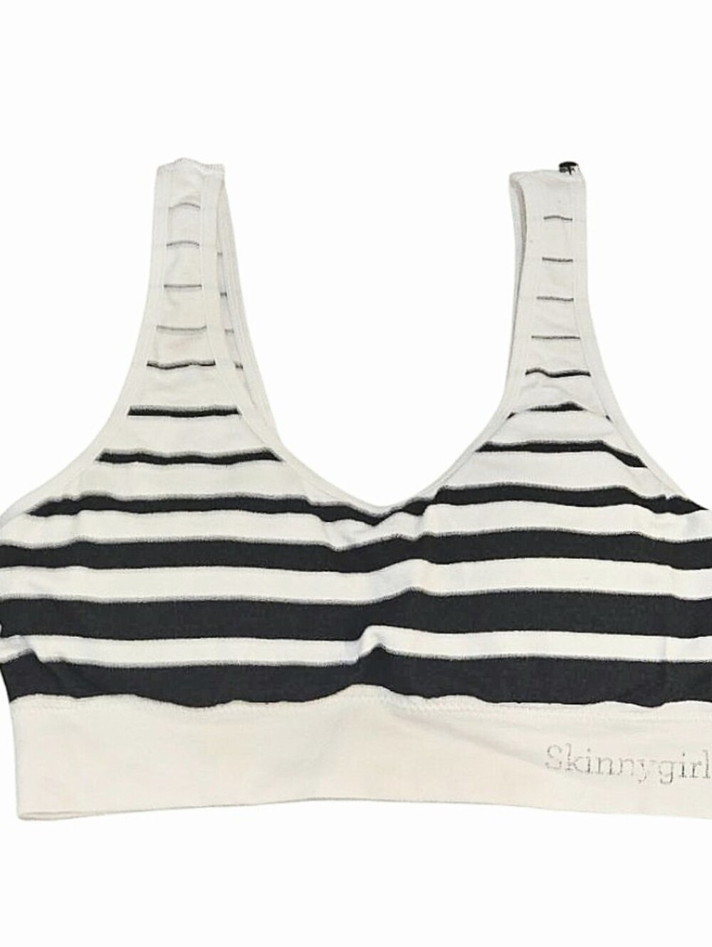 Skinnygirl Black & White Striped Padded Sports Bra